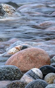 Preview wallpaper stones, water, waves, river, stream
