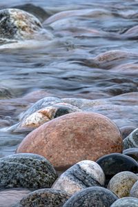 Preview wallpaper stones, water, waves, river, stream