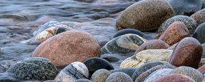 Preview wallpaper stones, water, waves, river, stream