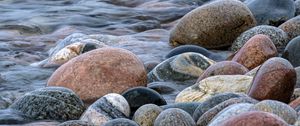 Preview wallpaper stones, water, waves, river, stream
