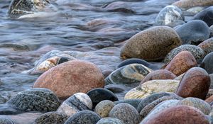 Preview wallpaper stones, water, waves, river, stream