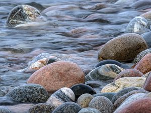 Preview wallpaper stones, water, waves, river, stream