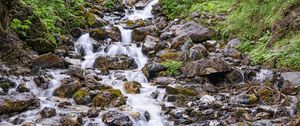 Preview wallpaper stones, waterfall, stream, water, plants