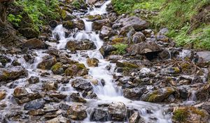 Preview wallpaper stones, waterfall, stream, water, plants