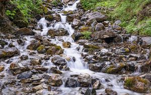 Preview wallpaper stones, waterfall, stream, water, plants