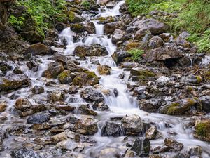 Preview wallpaper stones, waterfall, stream, water, plants