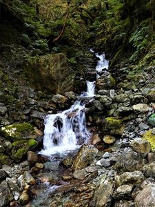 Preview wallpaper stones, waterfall, trees, nature