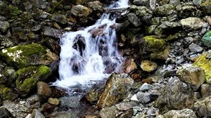 Preview wallpaper stones, waterfall, trees, nature