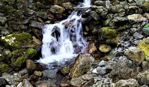 Preview wallpaper stones, waterfall, trees, nature