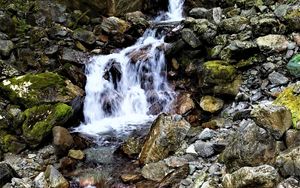 Preview wallpaper stones, waterfall, trees, nature