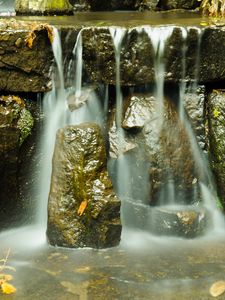 Preview wallpaper stones, waterfall, water, glare