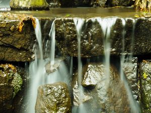 Preview wallpaper stones, waterfall, water, glare