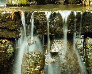 Preview wallpaper stones, waterfall, water, glare