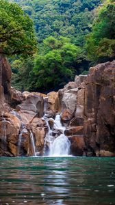 Preview wallpaper stones, waterfall, water, nature