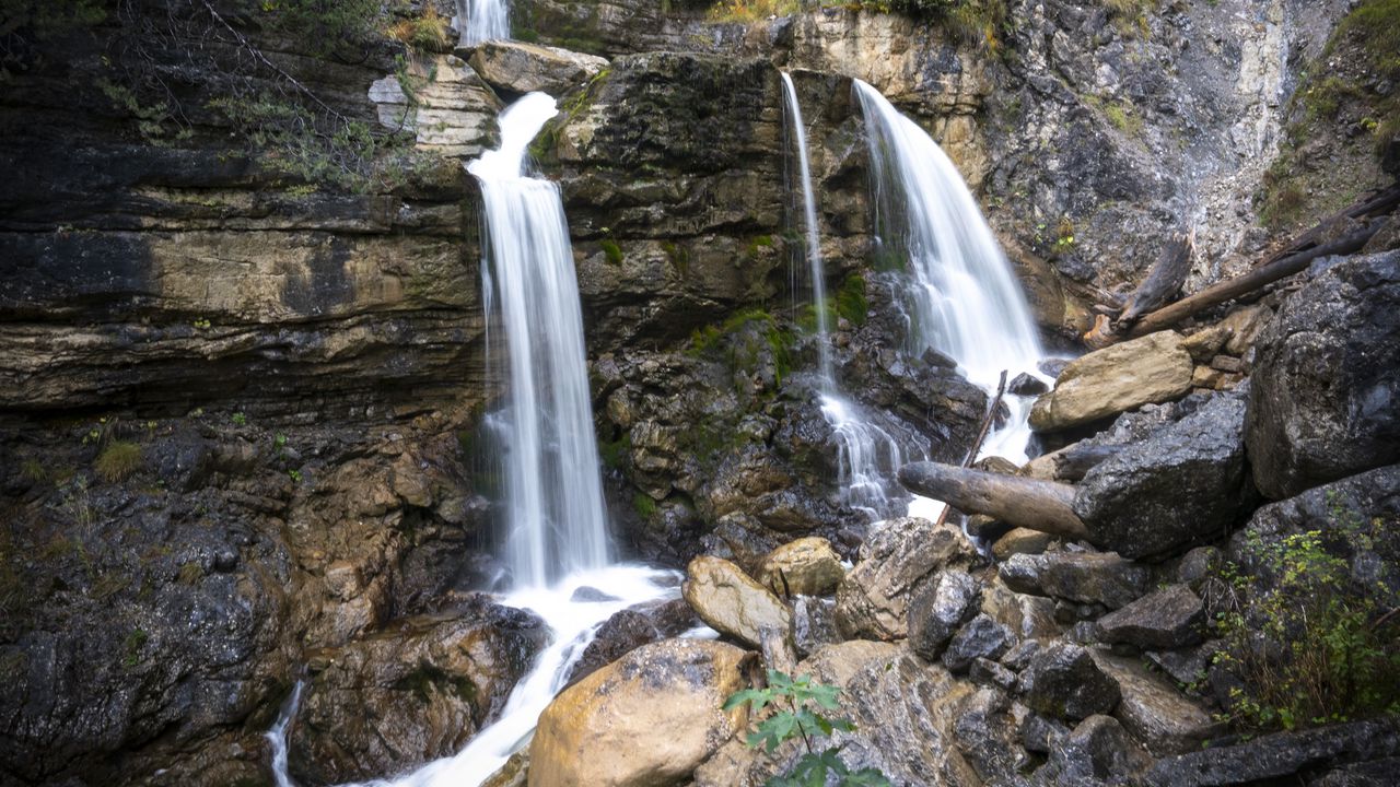 Wallpaper stones, waterfalls, river, water, rocks, mountains, nature