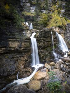 Preview wallpaper stones, waterfalls, river, water, rocks, mountains, nature