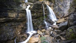 Preview wallpaper stones, waterfalls, river, water, rocks, mountains, nature