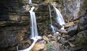 Preview wallpaper stones, waterfalls, river, water, rocks, mountains, nature