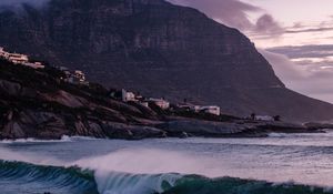 Preview wallpaper stones, waves, rocks, houses