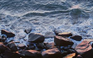Preview wallpaper stones, waves, water, sea, shore