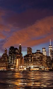 Preview wallpaper stony brook, usa, night city, skyscrapers