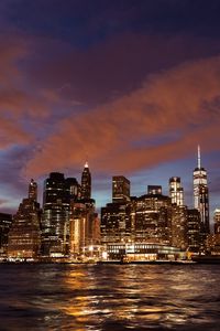 Preview wallpaper stony brook, usa, night city, skyscrapers