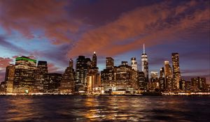 Preview wallpaper stony brook, usa, night city, skyscrapers