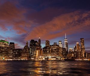 Preview wallpaper stony brook, usa, night city, skyscrapers