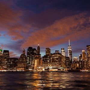 Preview wallpaper stony brook, usa, night city, skyscrapers