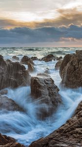 Preview wallpaper storm, waves, rocks, water