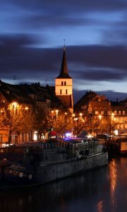 Preview wallpaper strasbourg, france, river, buildings, night