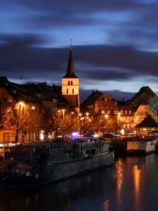 Preview wallpaper strasbourg, france, river, buildings, night