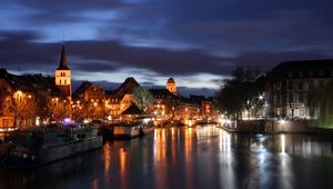 Preview wallpaper strasbourg, france, river, buildings, night