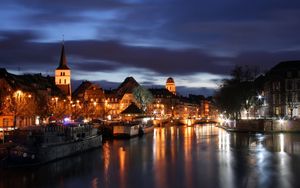 Preview wallpaper strasbourg, france, river, buildings, night