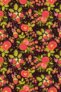 Preview wallpaper strawberries, apples, berries, pattern, art