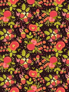 Preview wallpaper strawberries, apples, berries, pattern, art