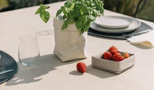 Preview wallpaper strawberries, berries, basil, table, setting, aesthetics