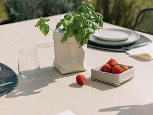 Preview wallpaper strawberries, berries, basil, table, setting, aesthetics