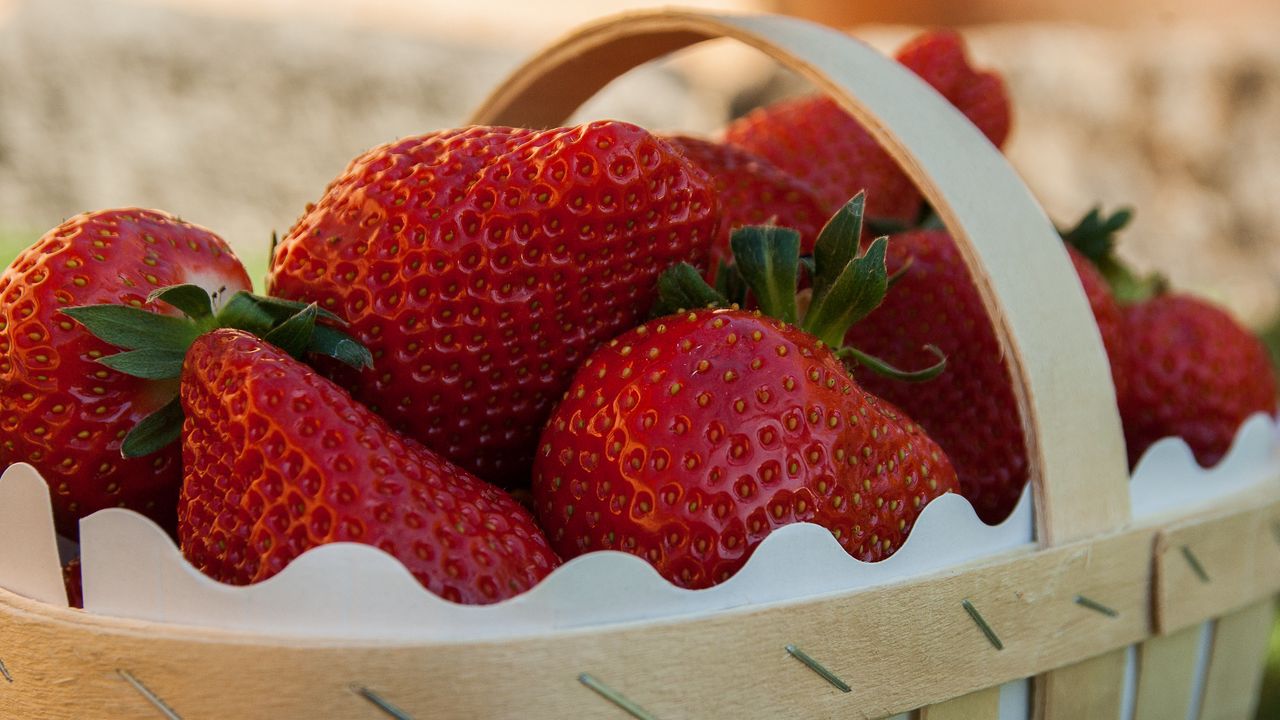 Wallpaper strawberries, berries, basket, ripe