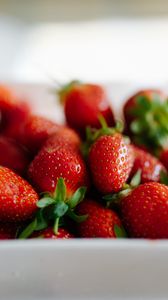 Preview wallpaper strawberries, berries, food, blur, red