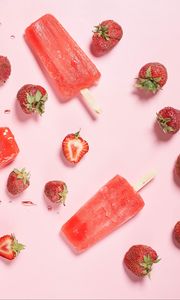 Preview wallpaper strawberries, berries, ice cream, fruit ice