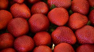 Preview wallpaper strawberries, berries, leaves, food, red