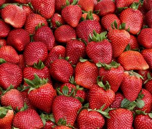 Preview wallpaper strawberries, berries, leaves, red