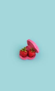 Preview wallpaper strawberries, berries, minimalism, heart