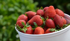 Preview wallpaper strawberries, leaves, berries, blur