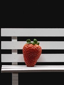 Preview wallpaper strawberry, berry, bench, black
