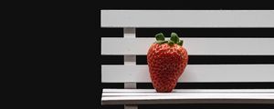 Preview wallpaper strawberry, berry, bench, black