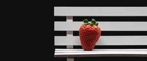 Preview wallpaper strawberry, berry, bench, black