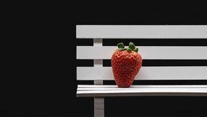 Preview wallpaper strawberry, berry, bench, black