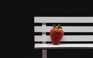 Preview wallpaper strawberry, berry, bench, black
